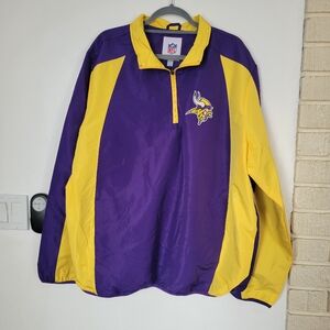 NWT NFL Vikings yellow and purple windbreaker quarter zip jacket in a size XXL